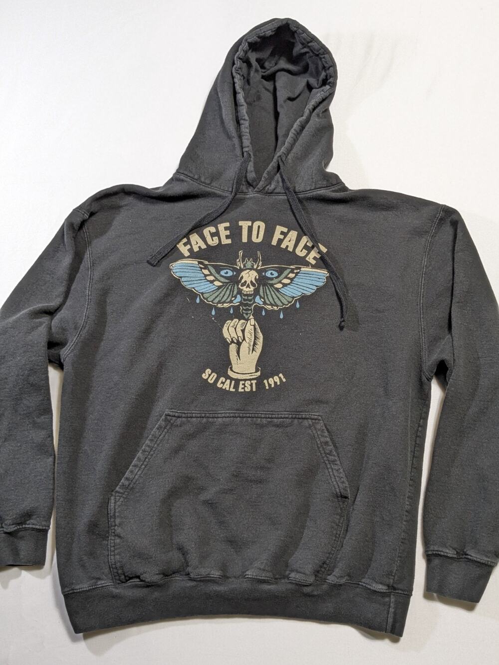 Face To Face Hoodie Size Large So Cal Est 1991 Punk Fat Wreck Chords Black Moth